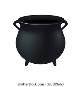 Halloween empty witch cauldron,pot. Realistic Vector illustration isolated on white background. Created with gradient mesh.