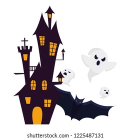 halloween enchanted castle scene