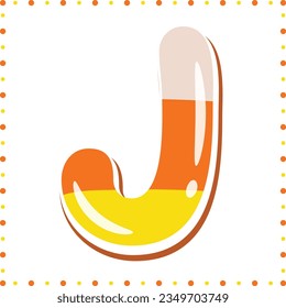 Halloween English Alphabet letter J cute candy theme drawing