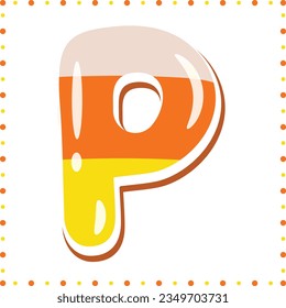 Halloween English Alphabet letter P cute candy theme drawing