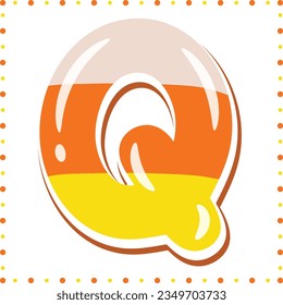 Halloween English Alphabet letter Q cute candy theme drawing