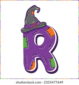 Halloween English Alphabet letter R witch theme drawing