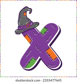 Halloween English Alphabet letter X witch theme drawing