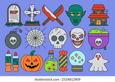 Equipamento de Halloween Ilustração, Elementos exclusivos do festival de halloween perfeito para complementar desenhos, decorações, impressões e muito mais