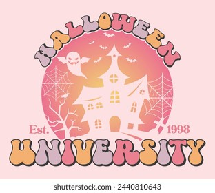 Halloween Est 1998 University Camiseta Retro, Camisa Retro De Halloween, Temporada Espeluznante, Camiseta De Calabaza Fantasma, Halloween De Moda, Halloween Hippie, Camiseta Ghouls, Archivo De Corte Para Cricut Y Silueta