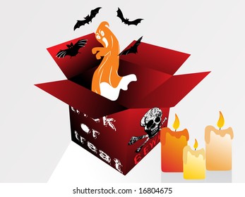halloween eve gift box, illustration