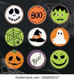 Halloween Eve Haunting Cookies Decoration Asset Illustration. For Your Sticker of Halloween Celebration in this October.