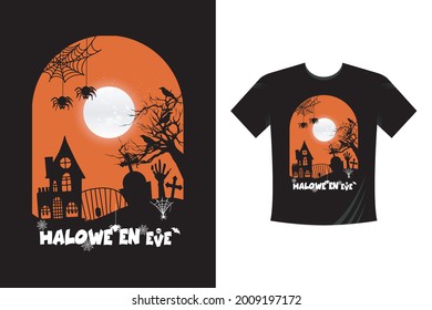 Halloween Eve T-Shirt Template. Happy Halloween lettering for party invitation card, poster. All Saints' Eve background