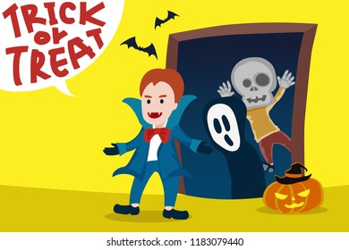 Halloween evening time. Trick or treat illustration.eps10