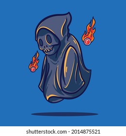 Halloween Event Grim Reaper Skull Horror With Flame Eyes