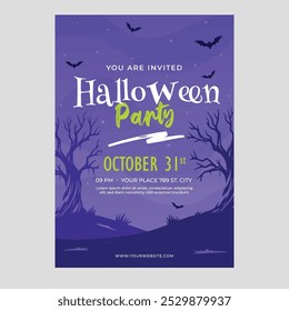 Halloween Event Invitation with Spooky Purple Background