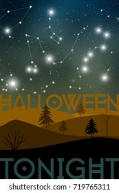 Halloween event party poster with space and night scenery.
