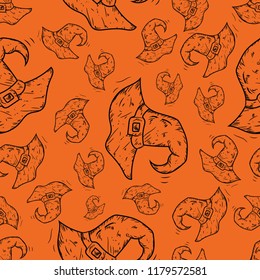 Halloween event seamless pattern doodle with hand drawing elements