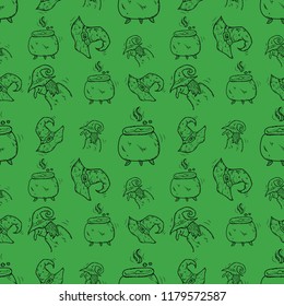 Halloween event seamless pattern doodle with hand drawing elements