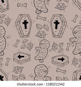 Halloween event seamless pattern doodle with hand drawing elements