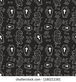 Halloween event seamless pattern doodle with hand drawing elements