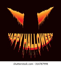 Halloween Evil Face postcard. Digital background vector. Happy Halloween greeting card. Creepy Smile Trick or Treat poster.