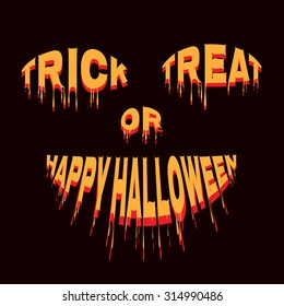 Halloween Evil Face postcard. Digital background vector. Happy Halloween greeting card. Creepy Smile Trick or Treat poster
