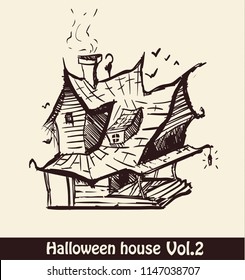 halloween evil house hand drawn style.Halloween sketch vector illustration. Doodle.