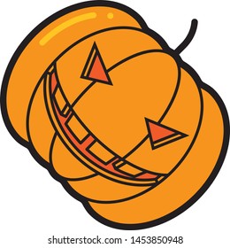 Halloween evil monster jack pumpkin color icon