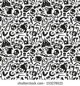 Halloween , evil , monsters - seamless background