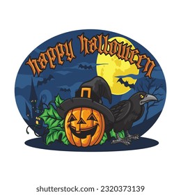 halloween and evil pumpkin logo, vector logo icon
