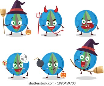 Emoticones de expresión de Halloween con caricatura de mármoles azules. Ilustración del vector