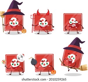 Halloween expression emoticons with cartoon character of toys block three. Vector illustration