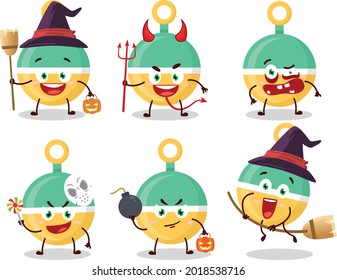 Emoticones de expresión de Halloween con caricatura de rattle. Ilustración del vector