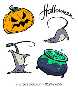Halloween expression vector illustration icon set