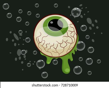 Halloween Eye Ball Cartoon On Background.Vector Illustration.