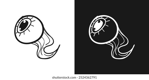 Halloween eye doodle isolated background. Vector illustration