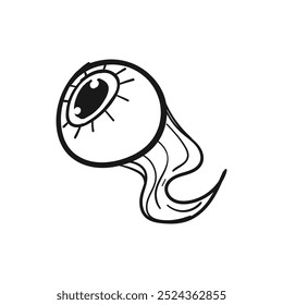 Halloween eye doodle isolated background. Vector illustration