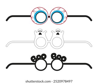 Halloween eye glasses. Template set for kid's party.