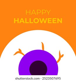 Tarjeta de felicitación de Halloween. Ilustración vectorial de fondo de estilo plano. Truco o trato. Concepto de fiesta de miedo. Festiva de Horror Eyeball.