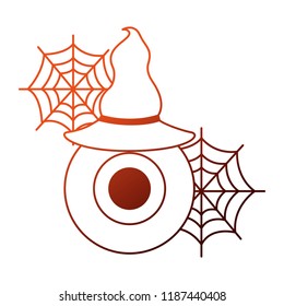 halloween eye with hat witch isolated icon