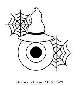 halloween eye with hat witch isolated icon
