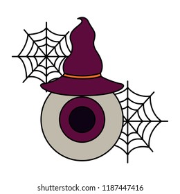 halloween eye with hat witch isolated icon