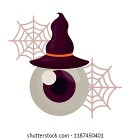 halloween eye with hat witch isolated icon