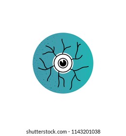 Halloween eye icon in flat line style. Vector illustration