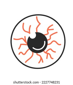 Halloween eye icon. Graphic element for printing on fabric. Poster or banner for website. International traditions and culture. Stylish, modern and trendy logotype. Cartoon flat vector illustration