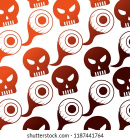 halloween eye and skull icon pattern
