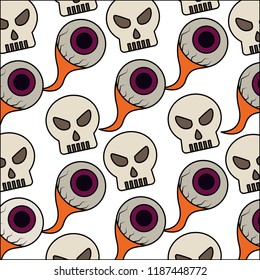 halloween eye and skull icon pattern