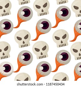 halloween eye and skull icon pattern