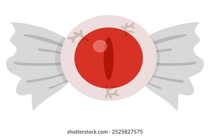 Icono plano del caramelo del globo ocular de Halloween aislado en el fondo blanco.