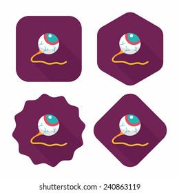 Halloween eyeball flat icon with long shadow, eps10