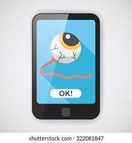 Halloween eyeball flat icon with long shadow,eps10