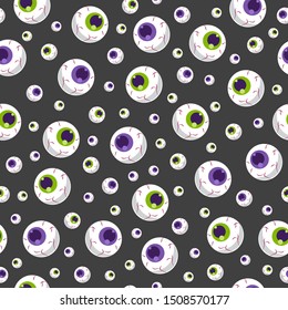 Halloween eyeball seamless pattern on black background. halloween pattern background. vector illustration