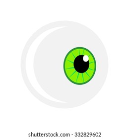 Halloween eyeball vector symbol. Green pupil eye illustration isolated on white background.