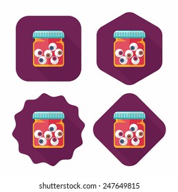 Halloween eyeballs flat icon with long shadow,eps10